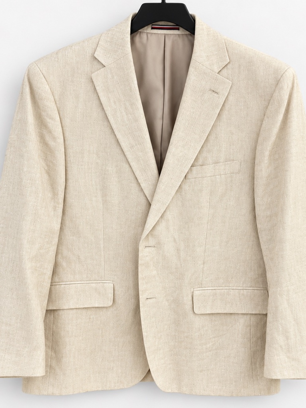 Tommy Hilfiger Men's 44R 100% Linen Blazer Sport Coat Cream Beige Summer